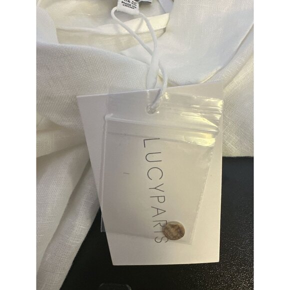 NWT Lucy Paris Linen White Button-Up Midi Dress - Picture 10 of 12